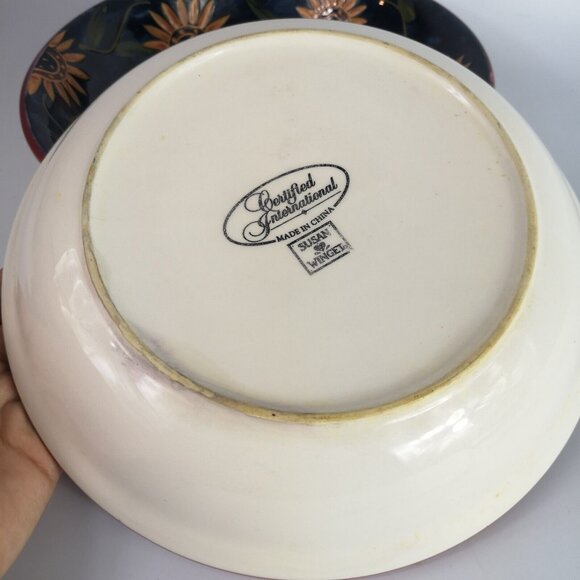 2 Susan Winget Certified International Sunrise Rooster Dishes Bowls 9.25" - Picture 7 of 8